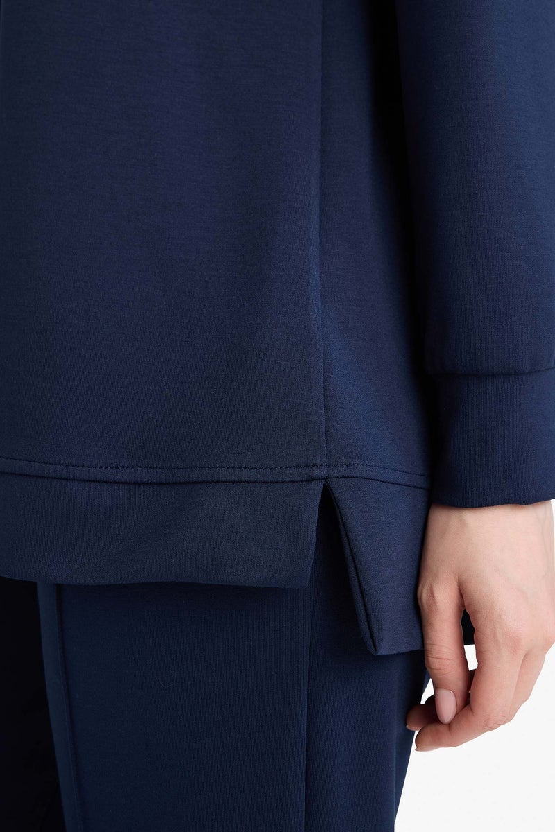 DeFacto Blue Woman Regular Fit Crew Neck Long Sleeve Tunic Casual - Image 5